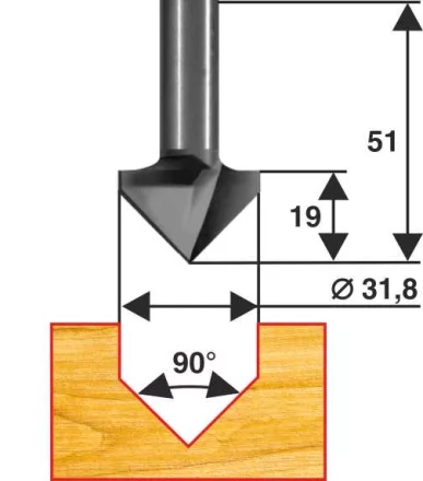 Фреза пазовая галтельная V-обр 90 град. ф31,8мм хв 8мм Энкор 28049 купить в Когалыме