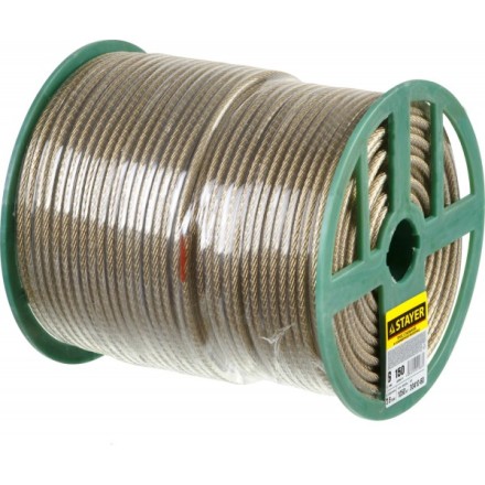 Трос стальной в полимерной оболочке, d=6,0 мм, L=150 м, STAYER Master 30410-60 30410-60 купить в Когалыме