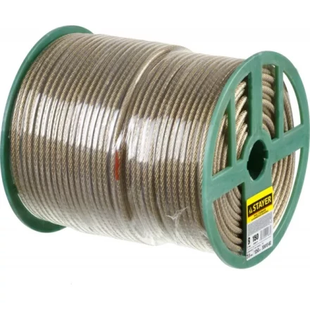 Трос стальной в полимерной оболочке, d=6,0 мм, L=150 м, STAYER Master 30410-60 30410-60 купить в Когалыме