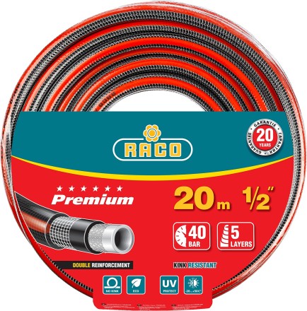 Шланг RACO &quot;PREMIUM&quot; поливочный, 40атм., армированный, 3-х слойный, 1/2&quot;х20м 40300-1/2-20 купить в Когалыме