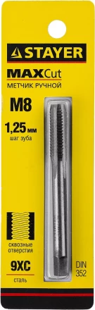 Метчик STAYER "MASTER" одинарный, для сквозных отверстий, сталь 9ХС, М8х1,25 28020-08-1.25 купить в Когалыме