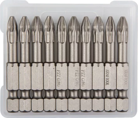 Биты "ЕХPERT" торсионные кованые, обточенные, KRAFTOOL 26123-2-50-10, Cr-Mo сталь, тип хвостовика E 1/4", PZ2, 50мм, 10шт 26123-2-50-10 купить в Когалыме