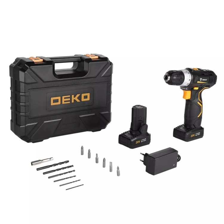 Дрель аккумуляторная DEKO GCD20DU3 SET 4, 063-4144 + набор 13 аксессуаров купить в Когалыме