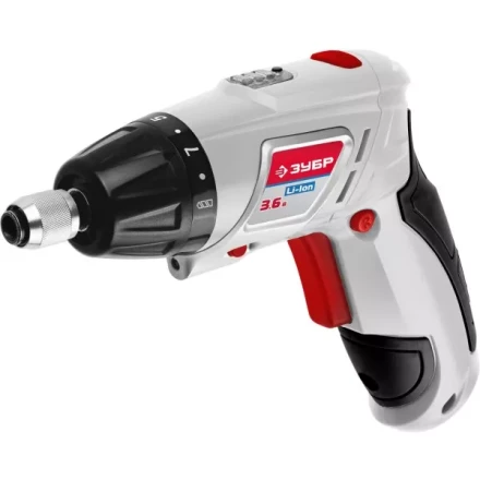 Отвертка аккум ЗУБР реверс,2 полож.корпуса,подсветка,регул. момента,набор из бит и сверл,Литий-ион 1,5 Ач, 3Нм, 3,6В ЗО-3.6-ЛИ купить в Когалыме