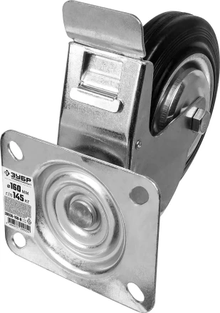 ЗУБР d 160 мм, г/п 145 кг, игольчатый подшипник, резина/металл, поворотное колесо c тормозом, Профессионал (30936-160-B) купить в Когалыме