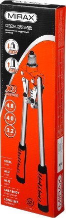 Заклепочник двуручный, MIRAX 31034, для заклёпок d=3,2 / 4,0 / 4,8 мм из алюминия и стали, литой корпус 31034_z01 купить в Когалыме