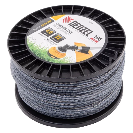 Леска для триммера двухкомпонентная витой квадрат, 4,0мм х 106м, на DIN катушке EXTRA CORD// Denzel 96826 купить в Когалыме