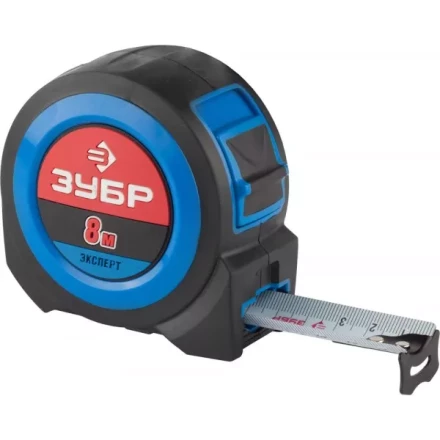 Рулетка ЗУБР, сверхширок полотно, особо длинный вылет, нейлон покрытие, упрочненный двухкомп корпус, 8м/27мм 34059-08-27 купить в Когалыме
