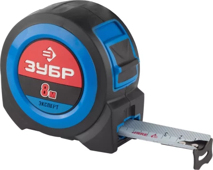 Рулетка ЗУБР, сверхширок полотно, особо длинный вылет, нейлон покрытие, упрочненный двухкомп корпус, 8м/27мм 34059-08-27 купить в Когалыме