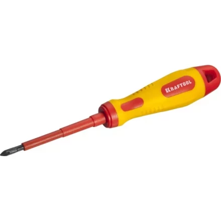 Отвертка KRAFTOOL, высоковольтная, Cr-Mo-V стержень, двухкомпонент. маслобензостойкая рукоятка, PH №1, 80мм 250084-1-080 купить в Когалыме