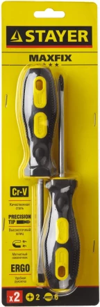 Набор STAYER "MASTER": Отвертки слесарные, двухкомпонентная рукоятка, магнитный наконечник, 2 / 6мм - 100мм, 2шт 2513-H2_z01 купить в Когалыме