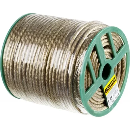 Трос стальной в полимерной оболочке, d=8,0 мм, L=100 м, STAYER Master 30410-80 30410-80 купить в Когалыме