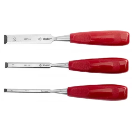 Набор ЗУБР Стамески "МАСТЕР" с пластмассовой ручкой, 8; 12; 20мм, 3шт 18094-H3 купить в Когалыме