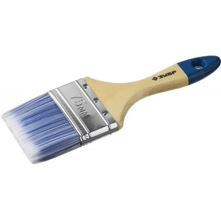 Кисть плоская  ЗУБР "АКВА-МАСТЕР", искусственная щетина, деревянная ручка, 75мм 4-01007-075 купить в Когалыме