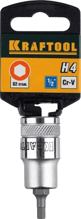 Торцовая бита-головка KRAFTOOL "INDUSTRIE QUALITAT", материал S2, HEX, сатинированная, 1/2", H4 27908-04_z01 купить в Когалыме