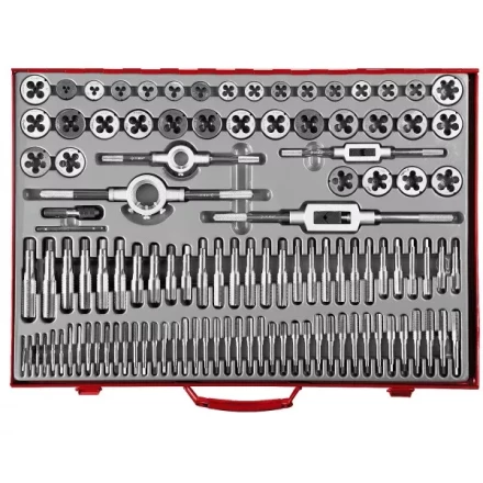 Набор ЗУБР "ЭКСПЕРТ" с метал.реж. инстр.,метчики однопроход. для глух. и сквоз. отв.,плашки,оснаст.-в мет. бокс 110пред. 28119-H110 купить в Когалыме