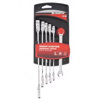 Набор ключей комбинированных трещеточных 6 штук Matrix 14511 купить в Когалыме
