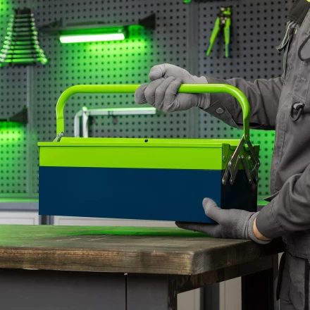 Ящик для инструмента Сибртех 90750, 430 х 200 х 160 мм, три секции, металлический купить в Когалыме