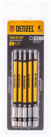 Бита T15x100 мм, 5 шт. Denzel 7711329 купить в Когалыме