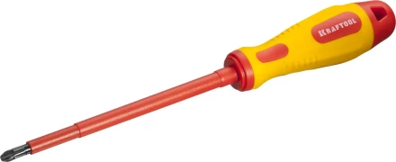 Отвертка KRAFTOOL, высоковольтная, Cr-Mo-V стержень, двухкомпонент. маслобензостойкая рукоятка, PH №3, 150мм 250084-3-150 купить в Когалыме