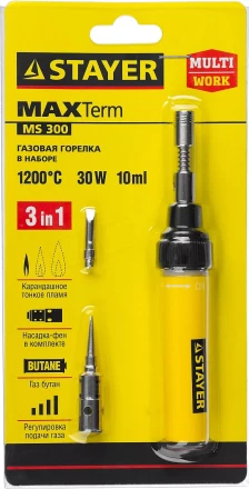 Газовая горелка STAYER "MASTER", 3в1, регулировка пламени, 2 насадки, 1200С 55506-H4 купить в Когалыме