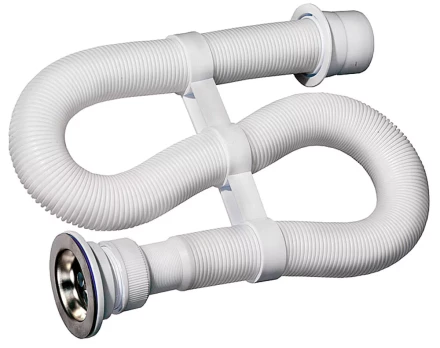 Сифон ЗУБР "МАСТЕР" гофрированный для моек и раковин, выпуск - нержавеющая чашка, 0,9м 51883-09 купить в Когалыме