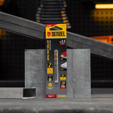 Сверло спиральное по металлу 3,5 x 70 мм, Р6М5, Golden Tip , 2шт. Denzel 718227 купить в Когалыме