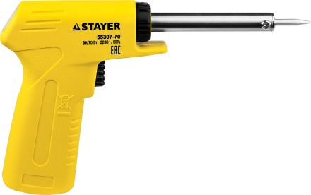 Паяльник с пистолетной пластмассовой рукояткой, STAYER &quot;MASTER&quot; MAXTerm, 55307-70, 30 - 70 Вт, конус 55307-70 купить в Когалыме