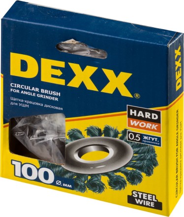 DEXX. Щетка дисковая для УШМ, жгутированная стальная проволока 0,5мм, 100ммх22мм 35100-100 купить в Когалыме