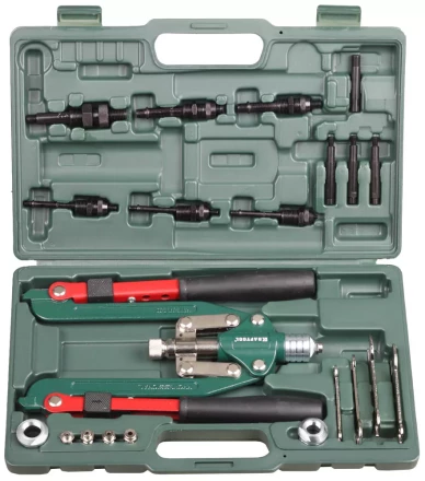 Заклепочник складной, KRAFTOOL "RS-77" 31182, резьбовые М4,М5,М6,М8,М10,М12, вытяжные d=2,4-6,4 мм и штифты М4,М5,М6,М8, из Al, стали, нерж стали 31182 купить в Когалыме