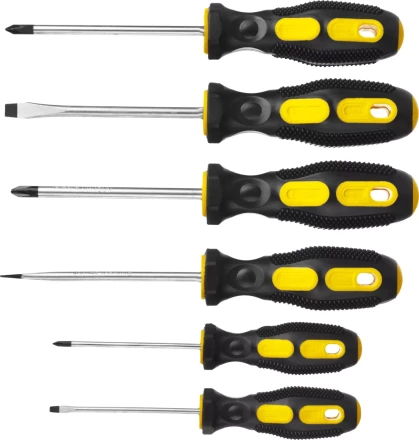 Набор STAYER "MASTER": Отвертки слесарные, двухкомпонентная рукоятка, магнитный наконечник, 6шт 2513-H6_z01 купить в Когалыме