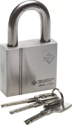 Замок ЗУБР "ЭКСПЕРТ" навесной, нержавеющая сталь (корпус и дужка), закаленная дужка, 60мм 37290-60 купить в Когалыме