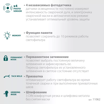 Маска сварщика с автоматическим светофильтром 11062 купить в Когалыме