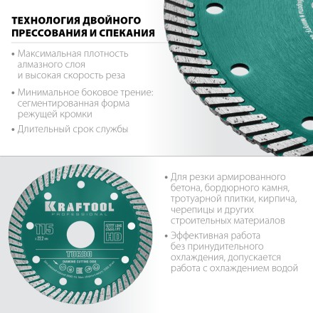 Диск алмазный отрезной для УШМ TURBO 36682-115 купить в Когалыме