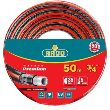 Шланг RACO "PREMIUM" поливочный, 40атм., армированный, 3-х слойный, 3/4"х50м 40300-3/4-50 купить в Когалыме