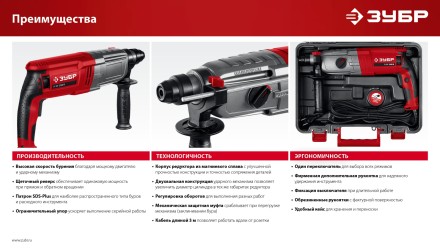 ЗУБР 30 мм, 950 Вт, перфоратор SDS Plus, мет. корпус (П-30-950 М) купить в Когалыме