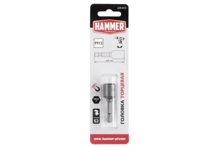 Головка торцевая HAMMER размер 13мм, S 1/4&#039;&#039; (229-013) купить в Когалыме