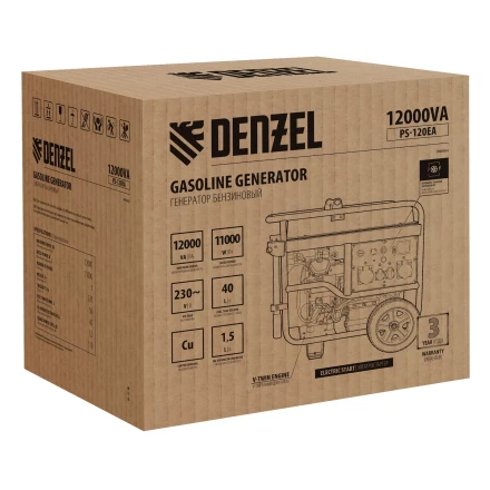 Генератор бензиновый Denzel PS-120EA, 12 кВт,230 В, 40л, разъём ATS,эл.старт купить в Когалыме