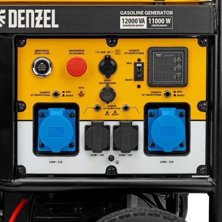 Генератор бензиновый Denzel PS-120EA, 12 кВт,230 В, 40л, разъём ATS,эл.старт купить в Когалыме