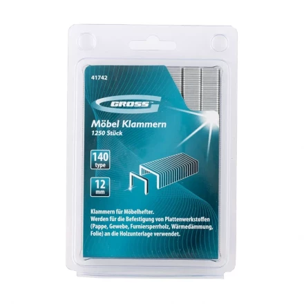 Скобы 12 мм для мебельного степлера усиленные тип 140 1250 шт GROSS 41742 купить в Когалыме