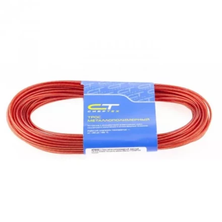 Трос металлополимерный красный ПР-2.5 2,5 мм толщина моток 20 м СИБРТЕХ 47643 купить в Когалыме