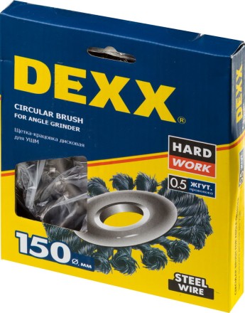 DEXX. Щетка дисковая для УШМ, жгутированная стальная проволока 0,5мм, 150ммх22мм 35100-150 купить в Когалыме