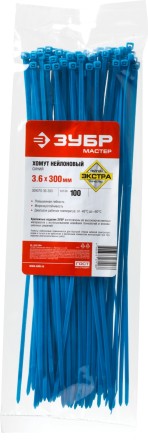 Хомуты нейлоновые ЗУБР &quot;МАСТЕР&quot; синие, 3,6 мм x 300 мм, 100 шт 309070-36-300 купить в Когалыме