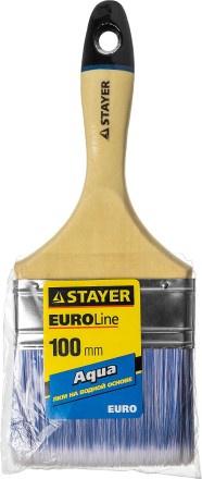 Кисть плоская STAYER &quot;EURO&quot;, &quot;AQUA&quot; для воднодисперсионных и акриловых ЛКМ, искусств щетина, деревян ручка, 4&quot;/100мм 01062-100 купить в Когалыме
