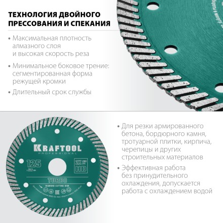 Диск алмазный отрезной для УШМ TURBO 36682-125 купить в Когалыме