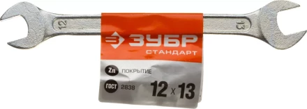 Ключ рожковый гаечный ЗУБР "СТАНДАРТ", оцинкованный, 12х13мм 27115-12-13 купить в Когалыме