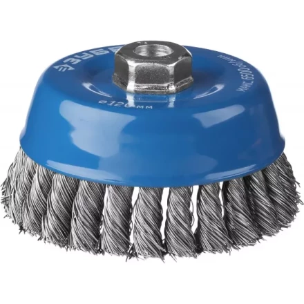 ЗУБР "ПРОФЕССИОНАЛ". Щетка чашечная для УШМ, плетеные пучки стальной проволоки 0,5мм, 120ммхМ14 35275-120_z02 купить в Когалыме