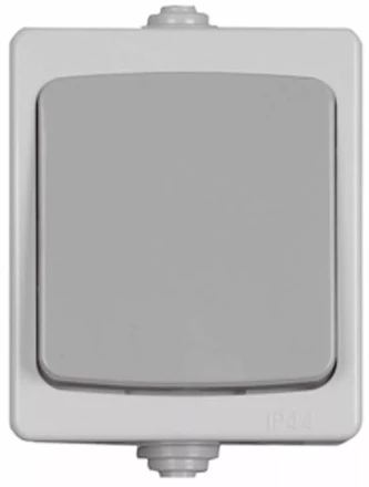 Выключатель СВЕТОЗАР "АВРОРА" одноклавишный, IP44, цвет серо-белый, 10А/~250В SV-54332-W купить в Когалыме