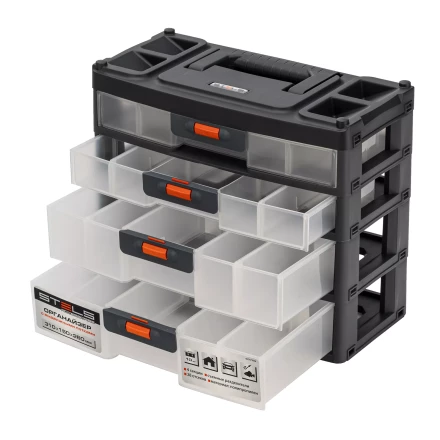 Органайзер для хранения с выдвижными лотками Stels 310х150х260мм, 4 секции, пластик Россия 90728 купить в Когалыме