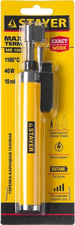 Газовая горелка-карандаш &quot;MaxTerm&quot;, STAYER &quot;MASTER&quot; 55560, с пьезоподжигом, регулировка пламени, 1100С 55560 купить в Когалыме